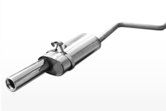 Fox Edelstahl Sportauspuff-Komplettanlage ab Kat VW Polo 86C 1x80mm rund eingerollt gerade mit Absorber: VW041001-069ANL