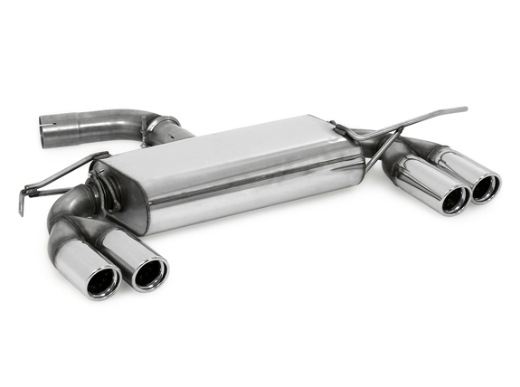 Fox Edelstahl Duplex Sportauspuff VW Scirocco 3 1.4l 2.0l TDI 2x76mm rund eingerollt abgeschrägt mit Absorber - Ø70mm-System: VW033055-148