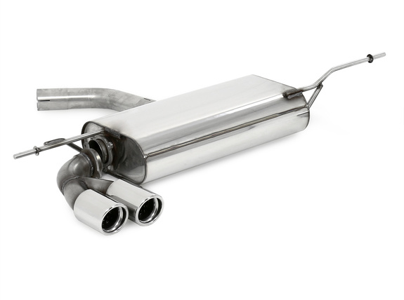 Fox Edelstahl Sportauspuff VW Scirocco 3 1.4l 2.0l TDI 2x76mm rund eingerollt abgeschrägt mit Absorber: VW033087-148