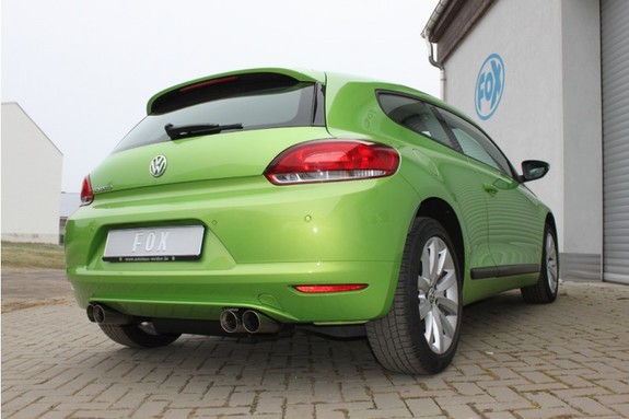 Fox Edelstahl Duplex Sportauspuff VW Scirocco 3 2.0l TFSI TDI je 2x76mm rund doppelwandig abgeschrägt Ø70mm-System