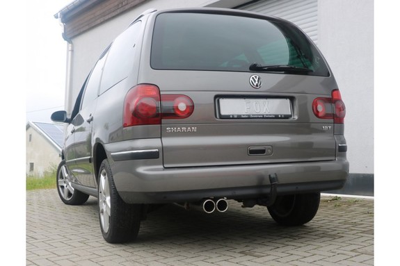 Fox Edelstahl Sportauspuff VW Sharan 1 7M 1.8T u. 2.8l V6 2x80mm rund eingerollt gerade mit Absorber