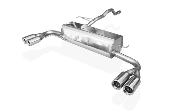 Fox Edelstahl Duplex Sportauspuff VW T4 Syncro 2x76mm rund eingerollt gerade mit Absorber: VW130075-068