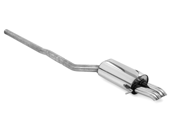 Fox Edelstahl Sportauspuff VW T5 Pritsche Doka Fahrgestell 2x63mm Dieseloptik scharf 45° nach unten gebogen: VW131032-724
