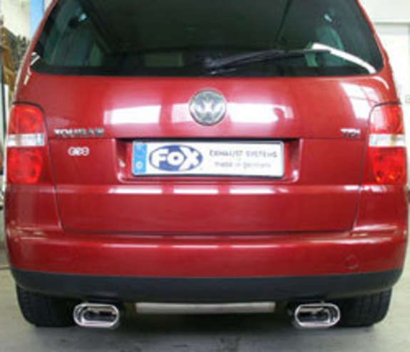 Fox Edelstahl Duplex Sportauspuff VW Touran 160x80mm flachoval eingerollt abgeschrägt mit Absorber: VW150005-597