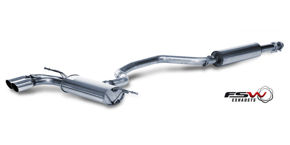 FSW Edelstahl Komplettanlage ab Kat. VW Golf 7 (Mod. mit Einzelradaufhängung) 1.4l 2x76mm rund scharfkantig abgeschrägt