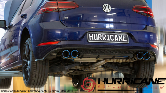 Hurricane V2 Edelstahl Duplex Sportauspuff-Komplettanlage ab OPF mit Klappensteuerung Ø89mm VW Golf 7 R Facelift 300PS inkl. Endrohrsatz nach Wahl: HE-VWG7-9-2-V2ANL Hurricane V2 Edelstahl Duplex Sportauspuff-Komplettanlage ab OPF mit Klappensteuerung Ø89mm VW Golf 7 R Facelift 300PS inkl. Endrohrsatz nach Wahl: HE-VWG7-9-2-V2ANL