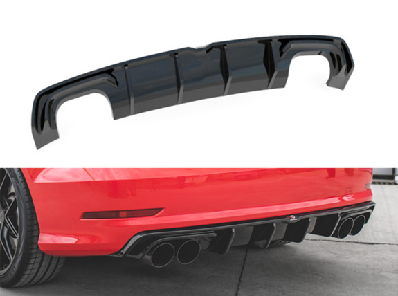 Maxton Heckeinsatz Diffusor schwarz glanz für Audi S3 8V Limousine VFL: AU-S3-3-S-RS1-G