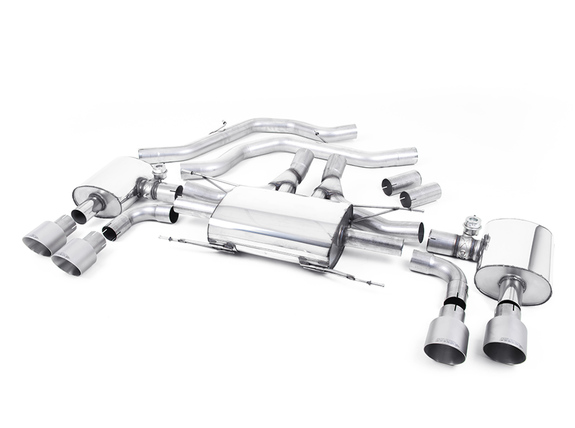 Milltek Edelstahl Duplex Sportauspuff-Komplettanlage ab Kat Alfa Romeo Giulia Typ 952 Quadrifoglio je 2x100mm rund doppelwandig abgeschrägt Titan matt: SSXAR14