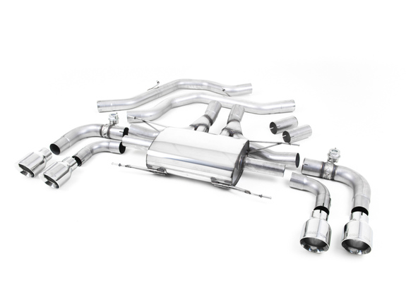 Milltek Edelstahl Duplex Racing-Komplettanlage ab Kat Alfa Romeo Giulia Typ 952 Quadrifoglio je 2x100mm rund doppelwandig abgeschrägt: SSXAR001