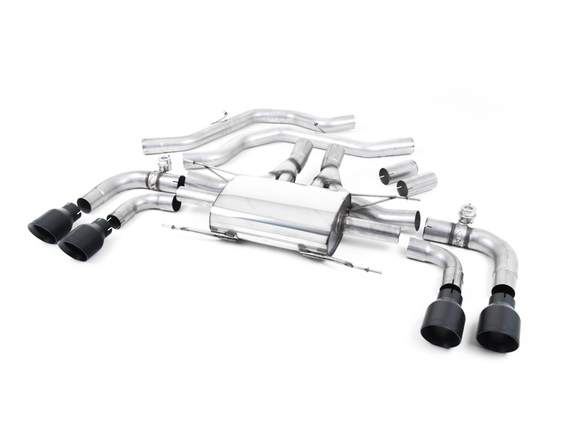 Milltek Edelstahl Duplex Racing-Komplettanlage ab Kat Alfa Romeo Giulia Typ 952 Quadrifoglio je 2x100mm rund doppelwandig abgeschrägt in schwarz: SSXAR002