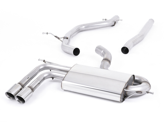 Milltek Edelstahl Racing-Komplettanlage ab Kat Audi A3 8P 3-Tür 2.0l TDI 2x80mm rund doppelwandig abgeschrägt: SSXVW181#1