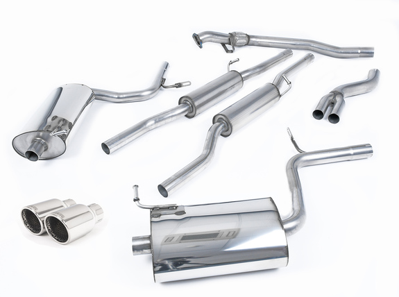 Milltek Edelstahl Duplex Sportauspuff-Komplettanlage ab Kat Audi A4 B6 1.8T quattro 163PS je 90mm rund eingerollt abgeschrägt: SSXAU033