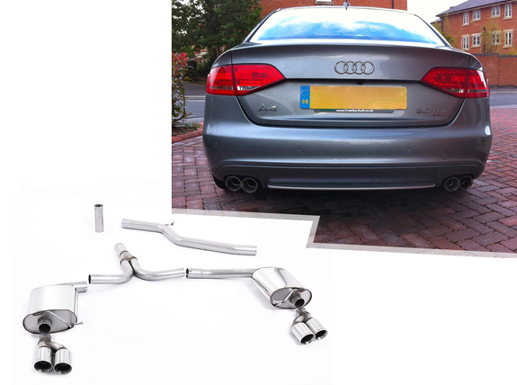 Milltek Edelstahl Duplex Racing-Komplettanlage ab Kat Audi A4 B8 3.0l TDI quattro je 2x80mm rund doppelwandig abgeschrägt: SSXAU271#1