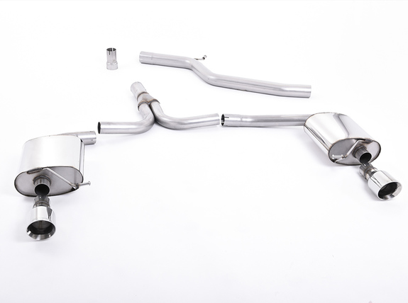 Milltek Edelstahl Duplex Racing-Komplettanlage ab Kat Audi A4 B8 2.0l TDI inkl. quattro je 100mm rund doppelwandig abgeschrägt