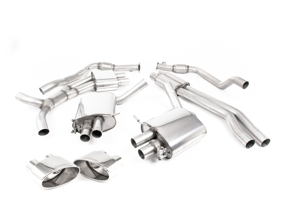 Milltek Edelstahl Duplex Sportauspuff-Komplettanlage ab Kat Audi RS4 B9 Bj.2017-2018 je 170x107mm oval eingerollt abgeschrägt: SSXAU749