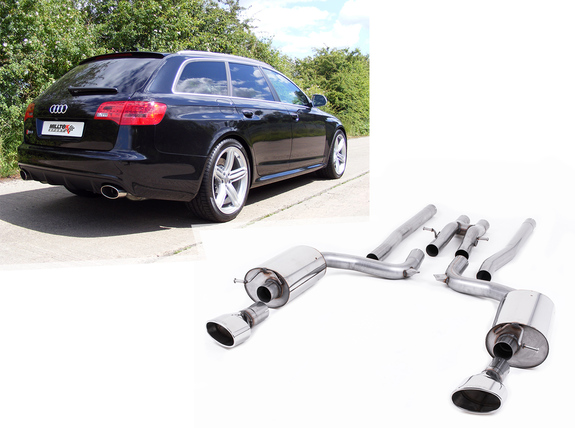 Milltek Edelstahl Duplex Racing-Komplettanlage ab Kat Audi RS6 C6 Typ 4F je 1x oval eingerollt abgeschrägt: SSXAU602