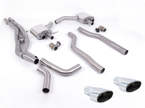 Milltek Edelstahl Duplex Sportauspuff-Komplettanlage ab VSD Audi RS6 C8 Typ 4K je 225x115mm oval abgeschrägt: SSXAU862#1