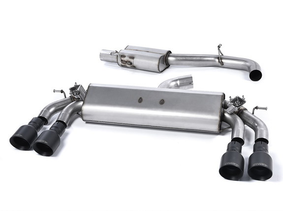 Milltek Edelstahl Duplex Sportauspuff-Komplettanlage ab OPF inkl. Klappensteuerung Audi S3 8V je 2x100mm rund doppelwandig abgeschrägt schwarz (Bj. 2019-2020): SSXAU774