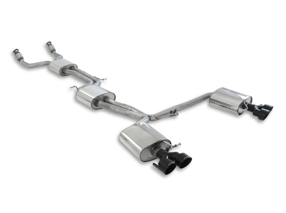 Milltek Edelstahl Duplex Sportauspuff-Komplettanlage ab Kat Audi S4 B8 ab 2011 je 2x80mm rund scharfkantig abgeschrägt in schwarz: SSXAU367#1