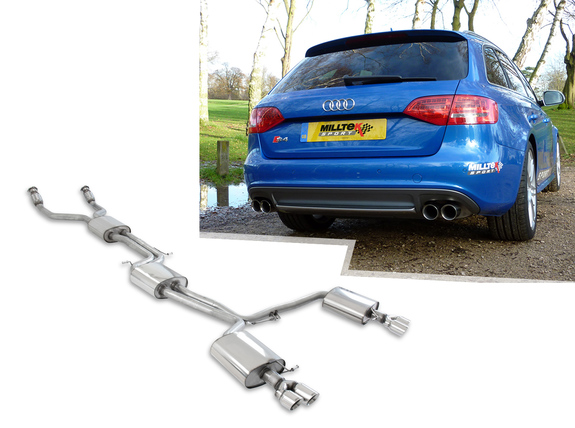 Milltek Edelstahl Duplex Sportauspuff-Komplettanlage ab Kat Audi S4 B8 Bj.2008-2011 je 2x80mm rund doppelwandig abgeschrägt: SSXAU261#1