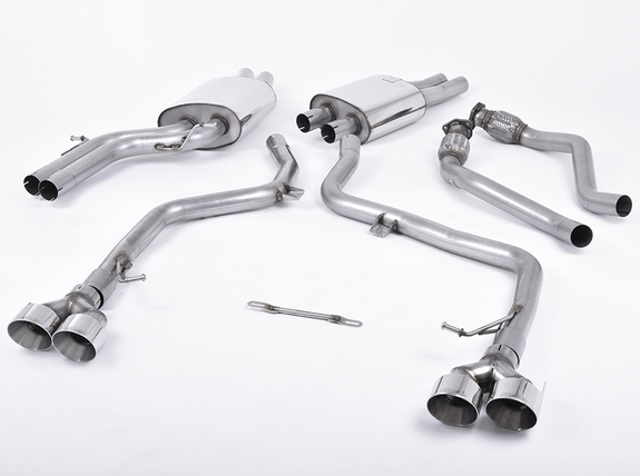 Milltek Edelstahl Duplex Racing-Komplettanlage ab Kat Audi S5 B8 Coupe, Cabrio ab 2011 je 2x100mm rund scharfkantig abgeschrägt: SSXAU409