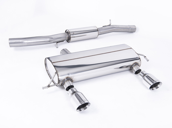 Milltek Edelstahl Duplex Ø76mm Sportauspuff-Komplettanlage ab Kat Audi TT Typ 8N quattro 225PS je 100mm rund doppelwandig abgeschrägt
