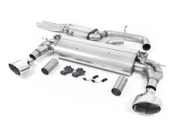 Milltek Edelstahl Duplex Sportauspuff-Komplettanlage ab Kat Ø76mm-System Audi TTRS Typ 8S Bj.2016-2018 je 170x107mm oval eingerollt abgeschrägt: SSXAU729