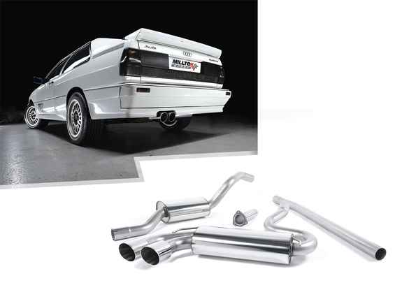 Milltek Edelstahl Sportauspuff-Komplettanlage ab Downpipe Audi Urquattro 2x90mm rund doppelwandig abgeschrägt: MCXAU101