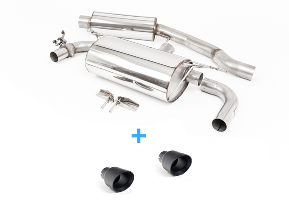 Milltek Edelstahl Duplex Sportauspuff-Komplettanlage ab OPF BMW 1er F20 F21 M140i Facelift je 90mm rund doppelwandig abgeschrägt in schwarz: SSXBM1112