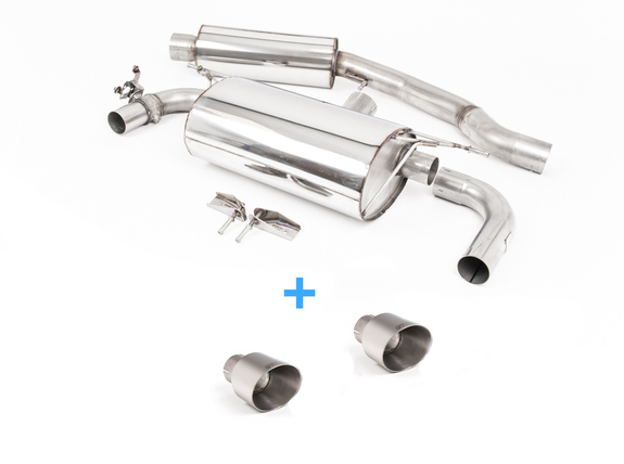Milltek Edelstahl Duplex Sportauspuff-Komplettanlage ab OPF BMW 1er F20 F21 M140i Facelift je 90mm rund doppelwandig abgeschrägt Titan matt: SSXBM1113