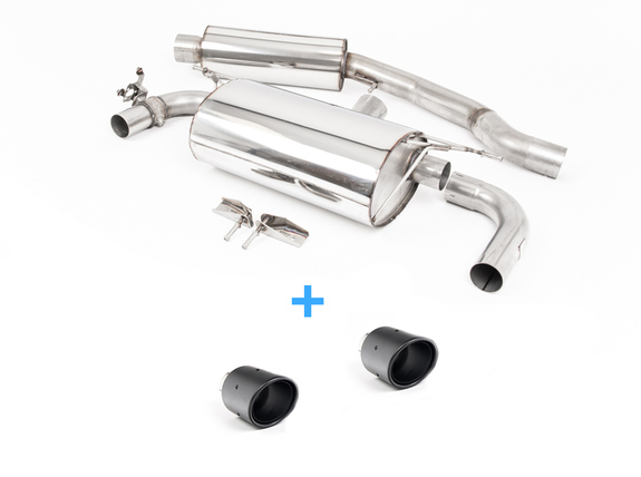 Milltek Edelstahl Duplex Sportauspuff-Komplettanlage ab OPF BMW 1er F20 F21 M140i Facelift je 90mm rund eingerollt abgeschrägt aus Carbon: SSXBM1115