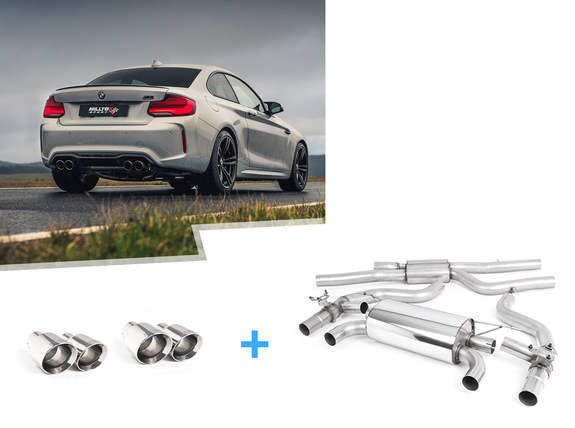 Milltek Edelstahl Duplex Sportauspuff-Komplettanlage ab OPF BMW M2 Competition F87 je 2x90mm rund doppelwandig abgeschrägt: SSXBM1080