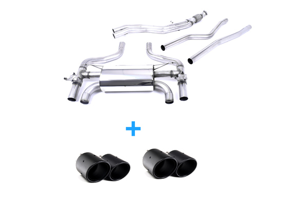 Milltek Edelstahl Duplex Sportauspuff-Komplettanlage ab Kat BMW M2 Coupe F87 je 2x90mm rund eingerollt abgeschrägt aus Carbon