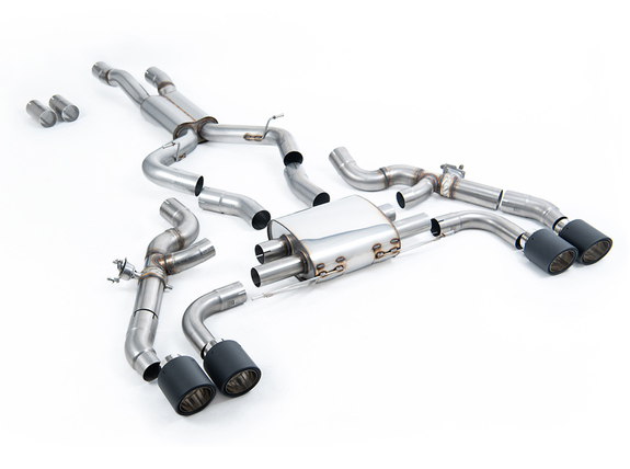 Milltek Edelstahl Duplex Sportauspuff-Komplettanlage ab OPF BMW X3M F97 je 2x115mm rund eingerollt abgeschrägt Carbon: SSXBM1214