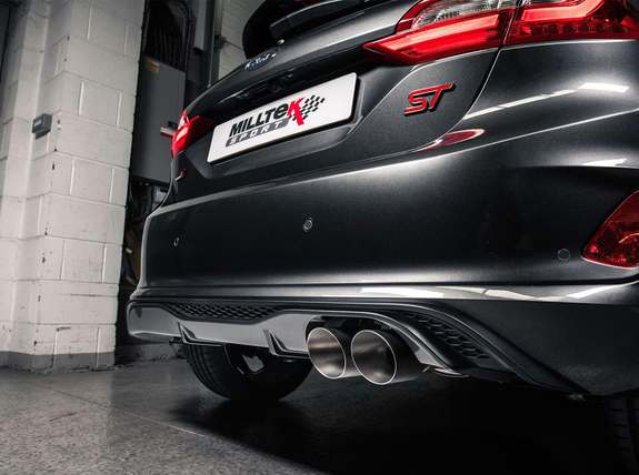 Milltek Edelstahl Sportauspuff-Komplettanlage ab OPF Ford Fiesta ST Mk8 (ab 09/2020) 2x90mm rund doppelwandig abgeschrägt Titan matt: SSXFD348
