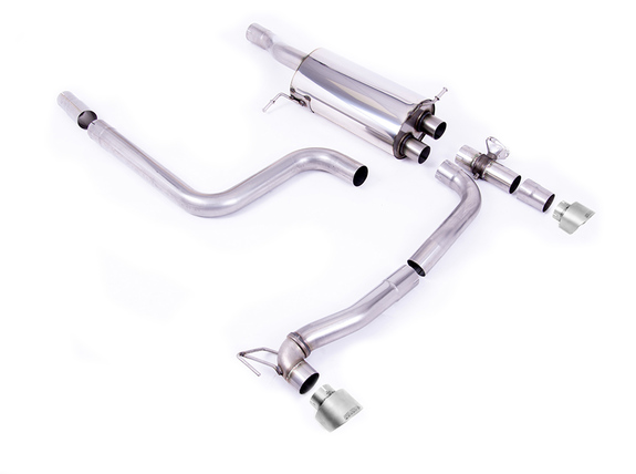 Milltek Edelstahl Duplex Sportauspuff-Komplettanlage ab OPF Ford Fiesta ST Mk8 (bis 09/2020) je 100mm rund doppelwandig abgeschrägt Titan matt: SSXFD358