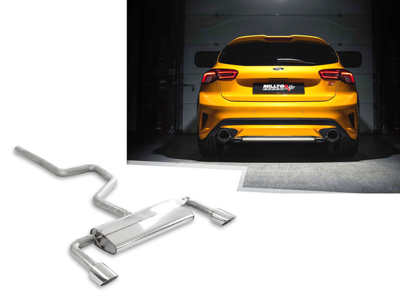 Milltek Edelstahl Duplex Sportauspuff-Komplettanlage ab OPF Ford Focus 4 ST Schrägheck je 115mm rund doppelwandig abgeschrägt: SSXFD301