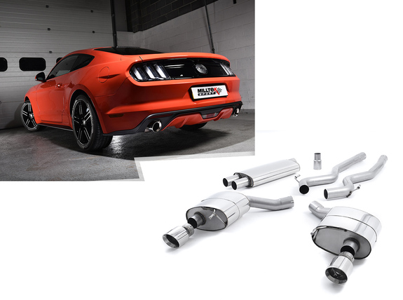 Milltek Edelstahl Duplex Sportauspuff-Komplettanlage ab Kat Ford Mustang 6 Coupe 2.3l Ecoboost je 100mm rund doppelwandig abgeschrägt: SSXFD173#1