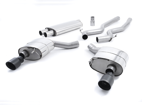 Milltek Edelstahl Duplex Sportauspuff-Komplettanlage ab Kat Ford Mustang 6 Coupe 2.3l Ecoboost je 100mm rund doppelwandig abgeschrägt in schwarz: SSXFD174#1