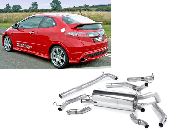 Milltek Edelstahl Duplex Racing-Komplettanlage ab Kat Honda Civic FK Type R für originalen Endrohrausgang: SSXHO201