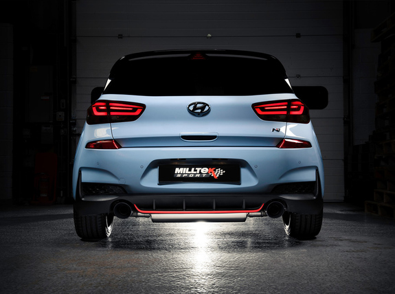 Milltek Edelstahl Duplex Sportauspuff-Komplettanlage ab Kat Hyundai i30 N Performance (Bj. 2017-2018) je 115mm rund doppelwandig abgeschrägt: SSXHY112 Milltek Edelstahl Duplex Sportauspuff-Komplettanlage ab Kat Hyundai i30 N Performance (Bj. 2017-2018) je 115mm rund doppelwandig abgeschrägt: SSXHY112