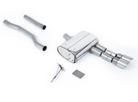 Milltek Edelstahl Sportauspuff-Komplettanlage ab OPF Mini F55 Cooper S 2x90mm rund doppelwandig abgeschrägt Titan matt: SSXM463