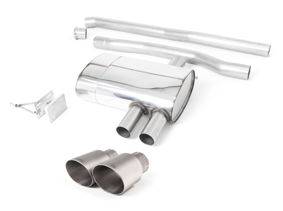 Milltek Edelstahl Racing-Komplettanlage inkl. OPF-Ersatz Mini F56 Cooper S inkl. JCW GP 2x90mm rund doppelwandig abgeschrägt Titan matt: SSXM457