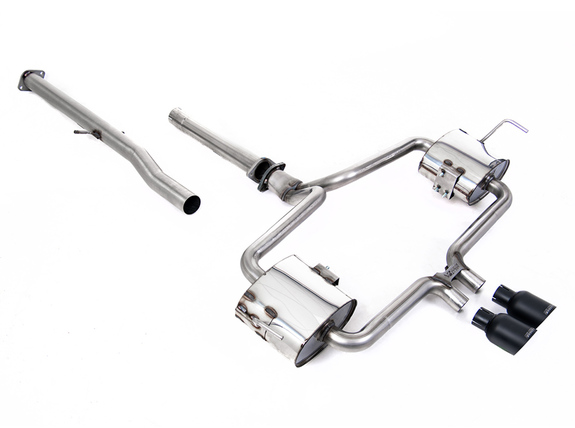 Milltek Edelstahl Racing-Komplettanlage ab Kat Mini R53 Cooper S 2x76mm rund doppelwandig abgeschrägt schwarz