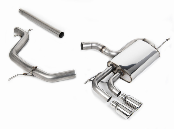 Milltek Edelstahl Racing-Komplettanlage ab Kat Seat Leon 2.0 TDI Typ 1P 2x80mm rund eingerollt abgeschrägt: SSXVW294