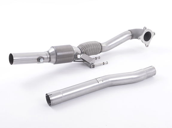 Milltek Edelstahl Ø76mm Downpipe mit 200-Zeller Renn-Kat inkl. Drehmomentstütze Seat Leon 1P 2.0l TSI inkl. Cupra