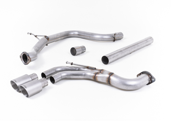 Milltek Edelstahl Racing-Komplettanlage ab Kat Seat Leon 5F 2.0l TDI 2x80mm rund doppelwandig abgeschrägt aus Titan: SSXSE182