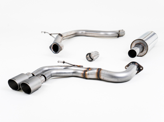 Milltek Edelstahl Sportauspuff-Komplettanlage ab Kat Seat Leon 5F 2.0l TDI 2x80mm rund doppelwandig abgeschrägt aus Titan: SSXSE183