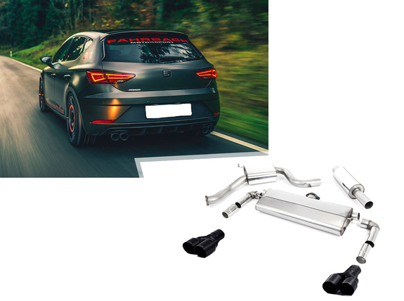 Milltek Edelstahl Duplex Sportauspuff-Komplettanlage ab Kat Seat Leon 5F 2.0l Cupra 300PS je 2x80mm rund doppelwandig abgeschrägt in schwarz: SSXSE208