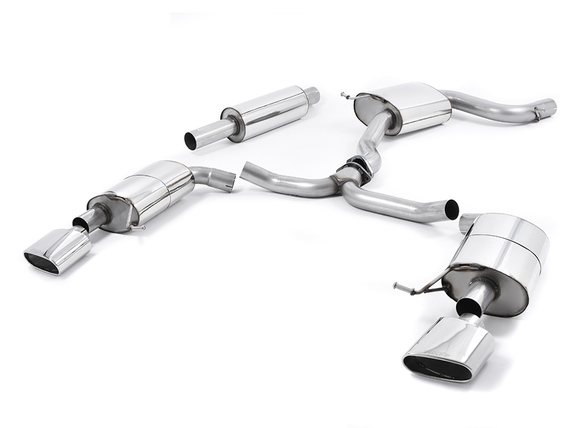 Milltek Edelstahl Duplex Sportauspuff-Komplettanlage ab Kat Seat Leon 5F ST 2.0l Cupra je 152x76mm oval eingerollt abgeschrägt: SSXSE168